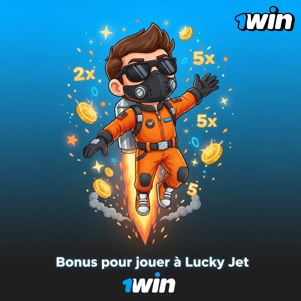 Affiche promo Lucky Jet: bonus de bienvenue jusqu’à +500% sur 4 dépôts, plafond 600 000 F CFA, dépôt min 1 000 F CFA.