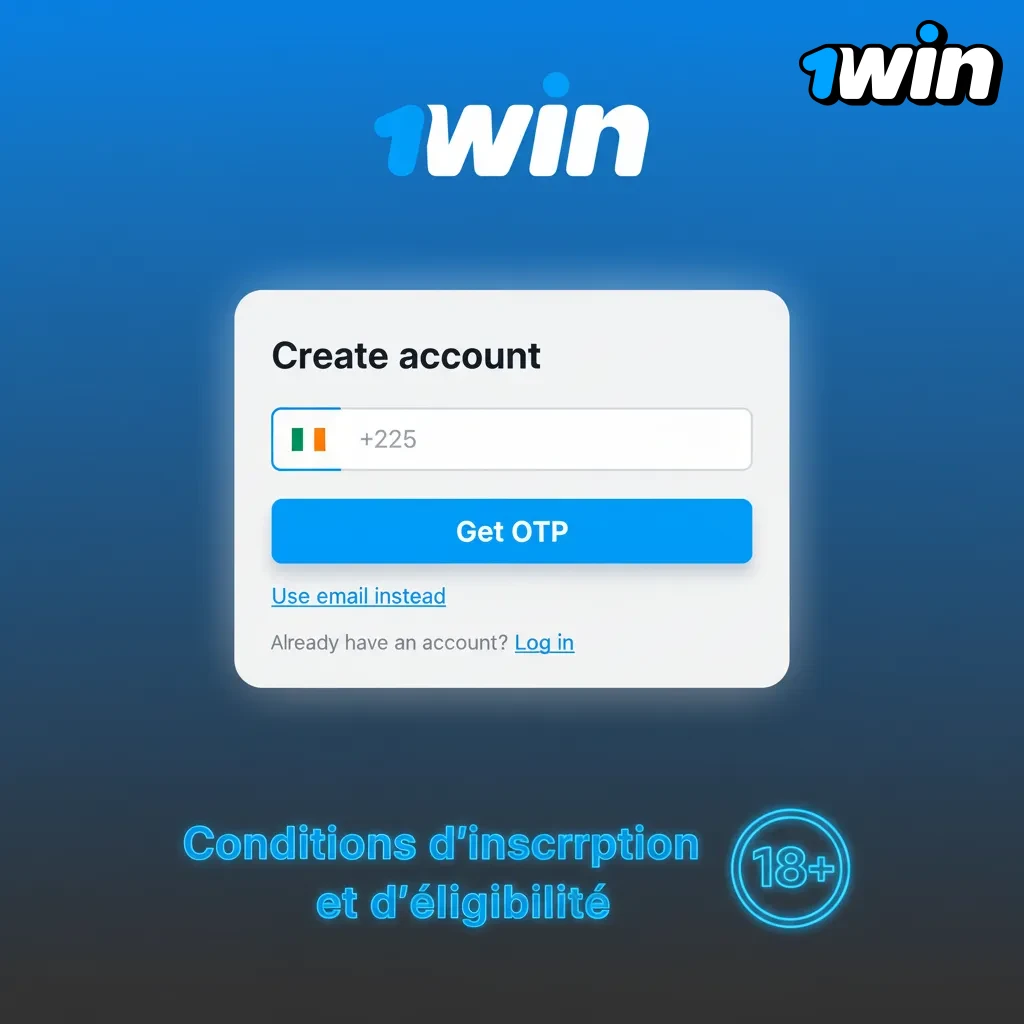Affiche des règles d’inscription: 18+, Côte d’Ivoire, identité valide, un seul compte, données exactes, paiement à votre nom.