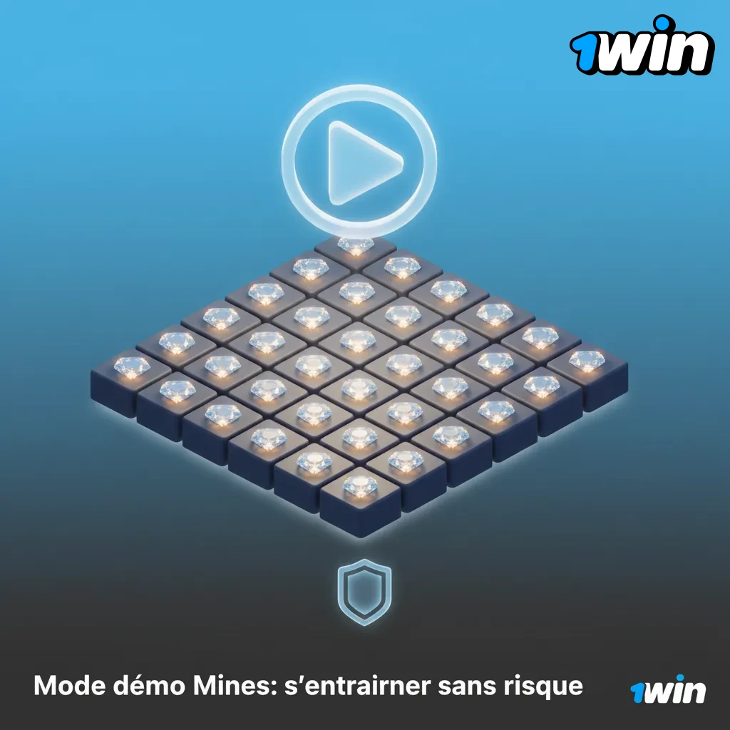 Écran du jeu Mines en mode démo: crédits virtuels, règles et multiplicateurs pour s’entraîner sans risque avant de miser.