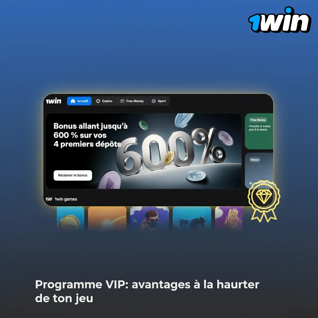 Visuel Programme VIP avec niveaux Bronze, Argent, Or, Platine et avantages: cashback et retraits prioritaires