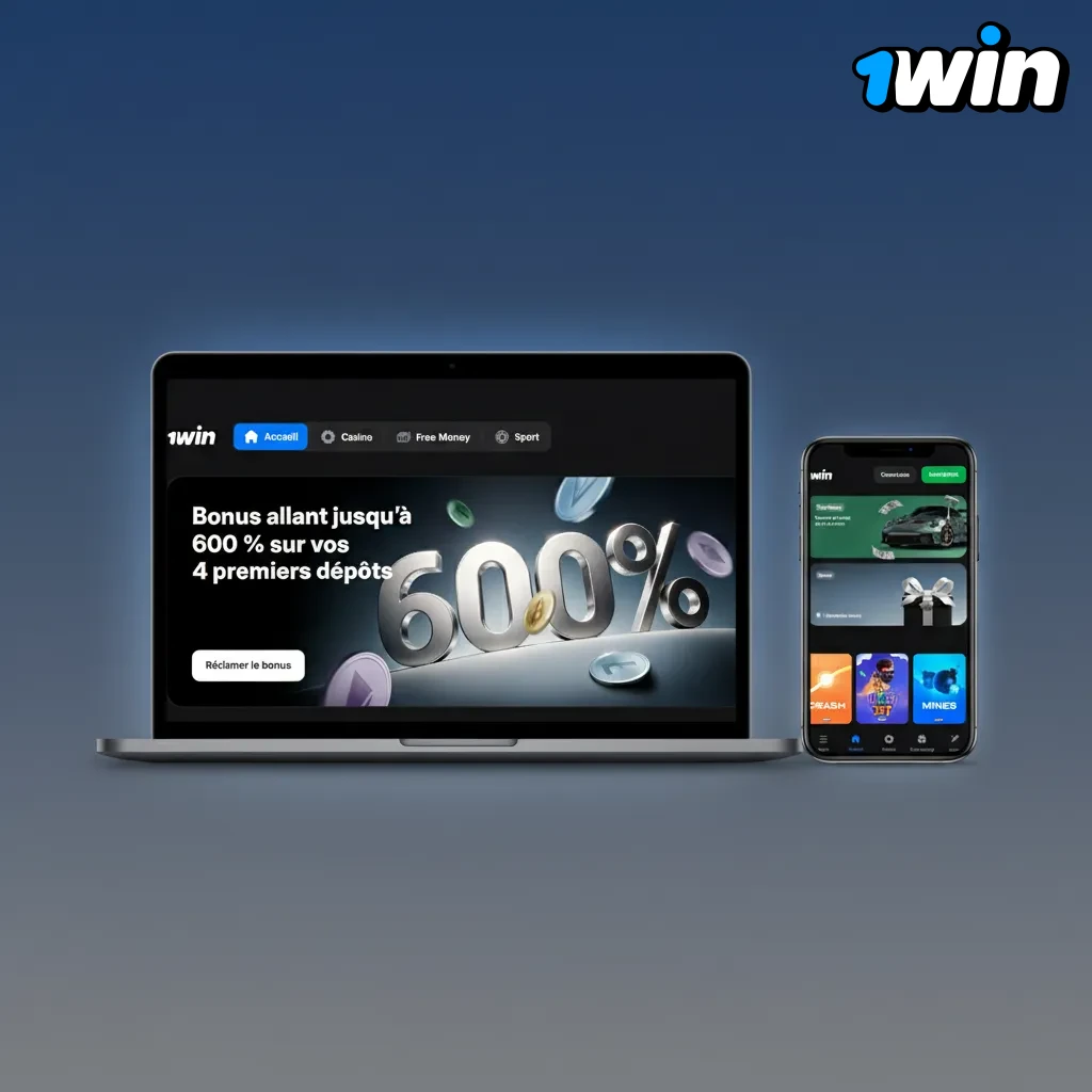 Interface 1win: menu Sports, En direct, eSports, Casino, Jeux Crash, filtres, cotes mises en avant, recherche rapide