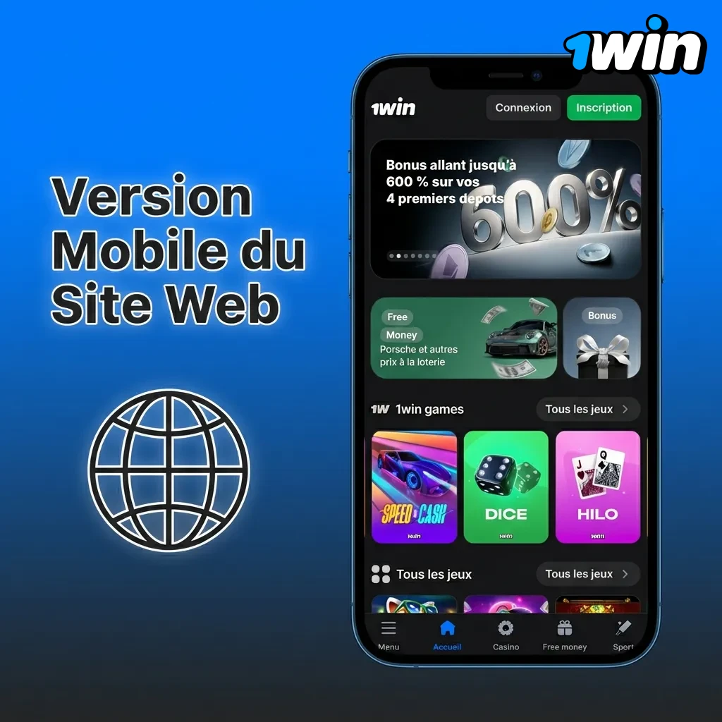 Site web mobile responsive accessible via navigateur sans installation avec interface adaptée à l'écran