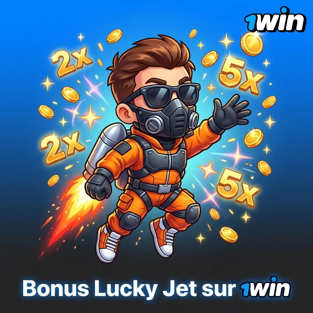 Lucky Jet welcome bonus on 1win casino: 500% spread across four deposits, up to 200,000 FCFA per deposit for new players