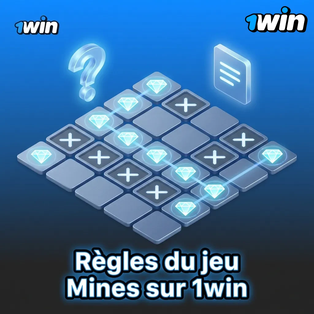 Grille de jeu Mines 1win avec 25 cases, étoiles et mines cachées, montrant interface de sélection de mise et multiplicateur