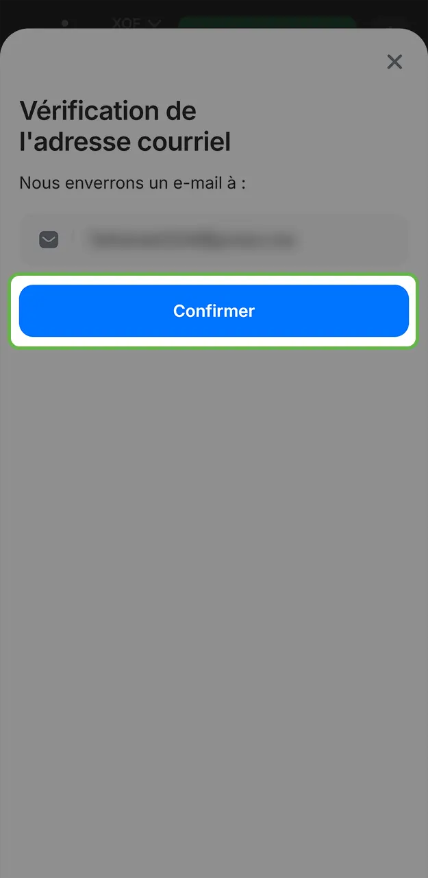 Suivez le lien reçu par e-mail ou SMS pour la confirmation du compte sur 1win.
