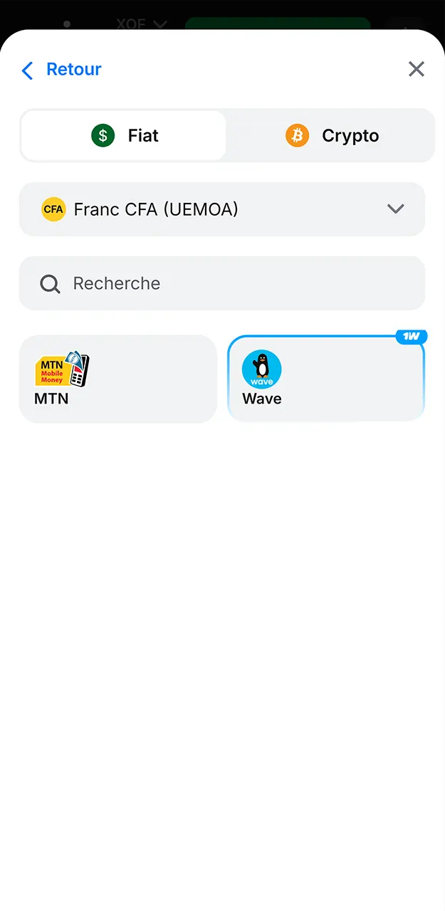 Rechargez votre solde via les méthodes de paiement locales pour effectuer votre premier dépôt sur 1win.