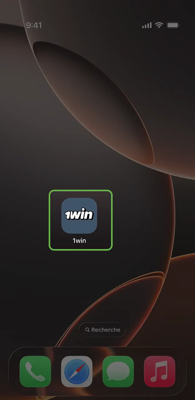 Cliquez sur l'icône de l'écran d'accueil pour le lancement de l'application sur 1win.