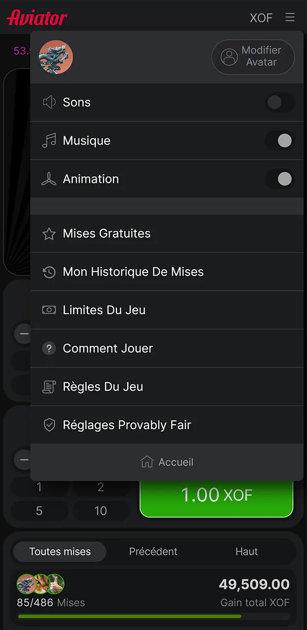 Rechargez votre compte et jouez à Aviator sur 1win.