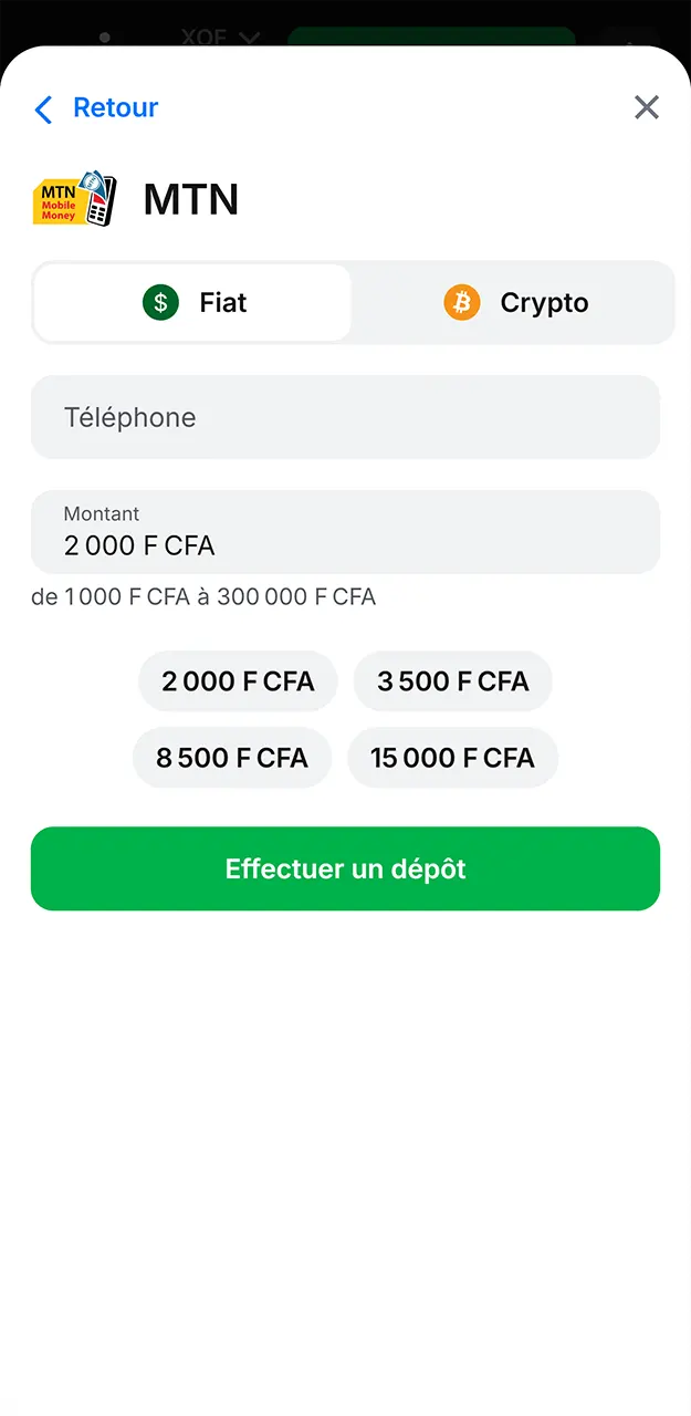 Rechargez le solde de votre compte de jeu et effectuez votre premier dépôt sur 1win.
