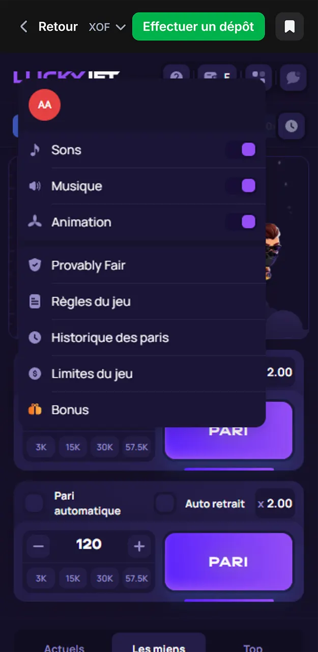 Jouez à Lucky Jet sur 1win.