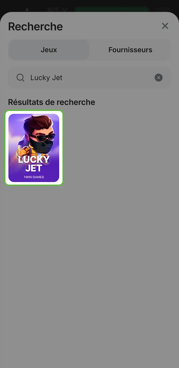 Ouvrez la catégorie des jeux de crash et trouvez Lucky Jet dans le lobby sur 1win.