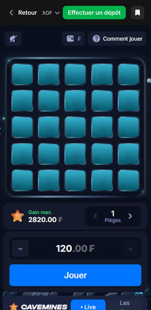 Le jeu populaire Mines est disponible sur 1win.