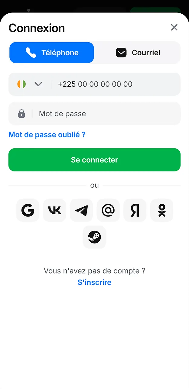 Saisissez votre e-mail et votre mot de passe pour que vous connectez-vous à votre compte sur 1win.