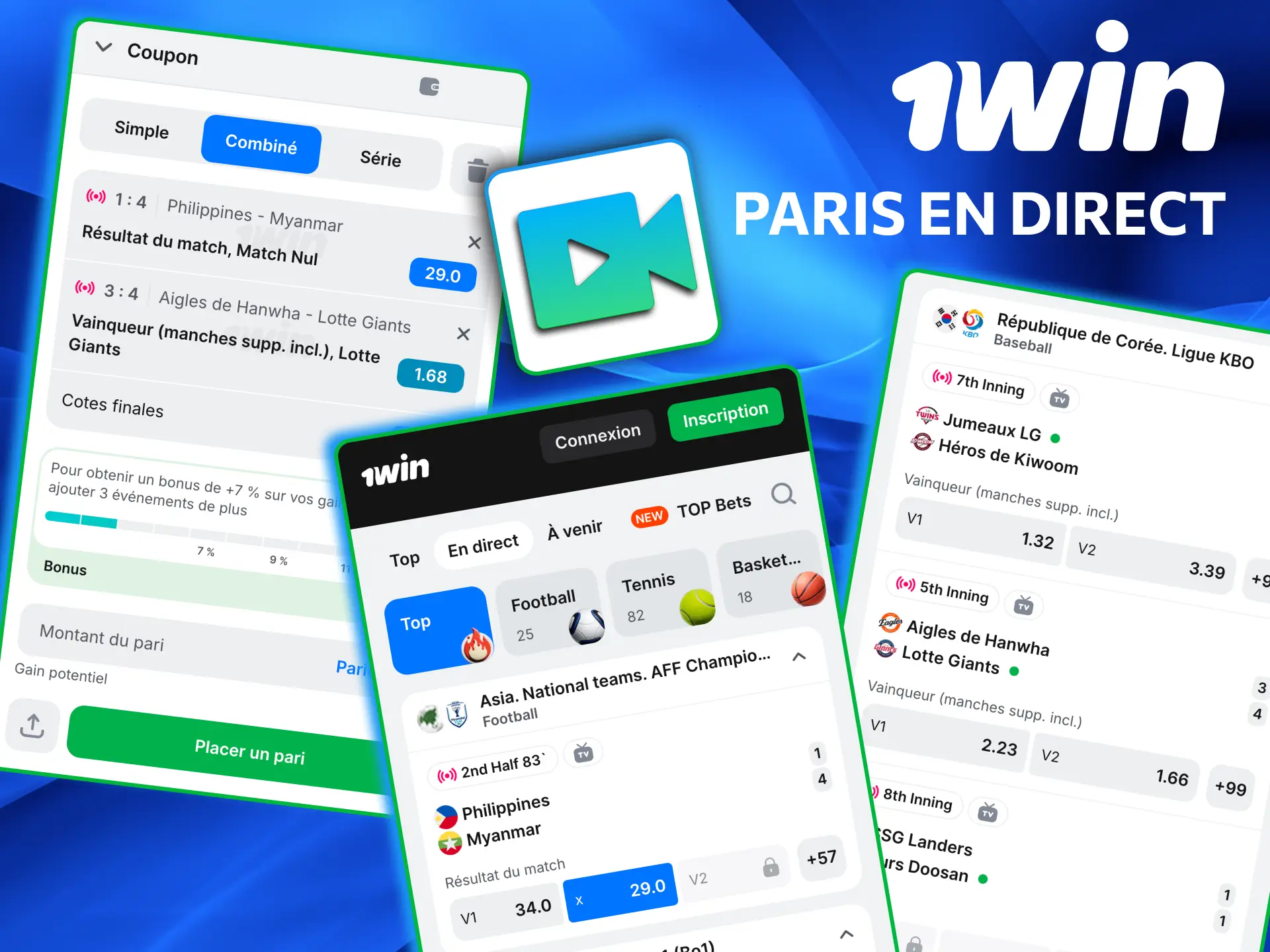 Paris en direct 1win Côte d’Ivoire accompagnés flux vidéo.